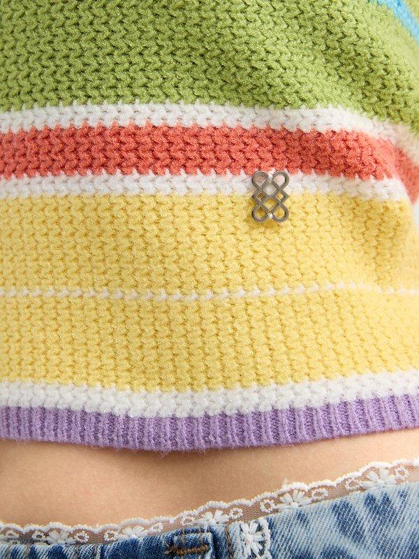 Pomelo Pomelo Striped Knit Sleeveless Top - Multi Color