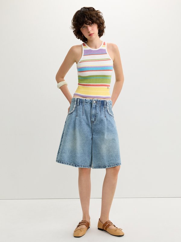 Pomelo Pomelo Striped Knit Sleeveless Top - Multi Color