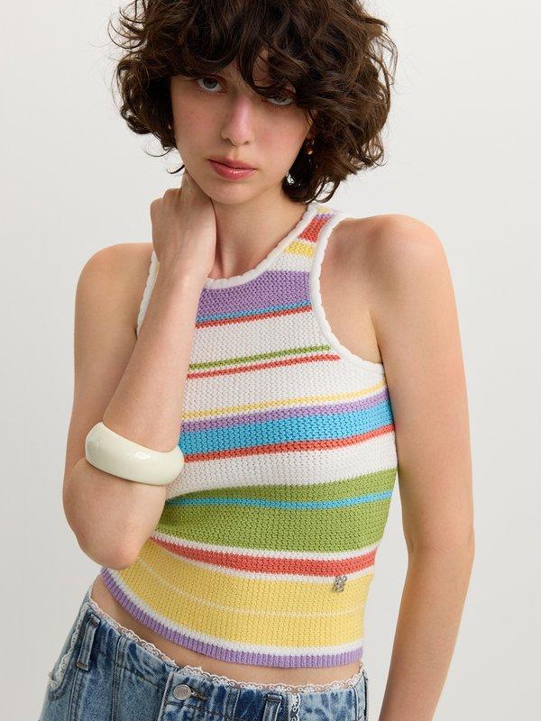 pomelo Pomelo Striped Knit Sleeveless Top - Multi Color