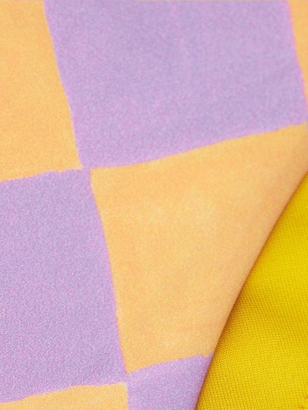 Pomelo Pomelo Sustainable High Cut Checkered Bikini Bottom - Purple