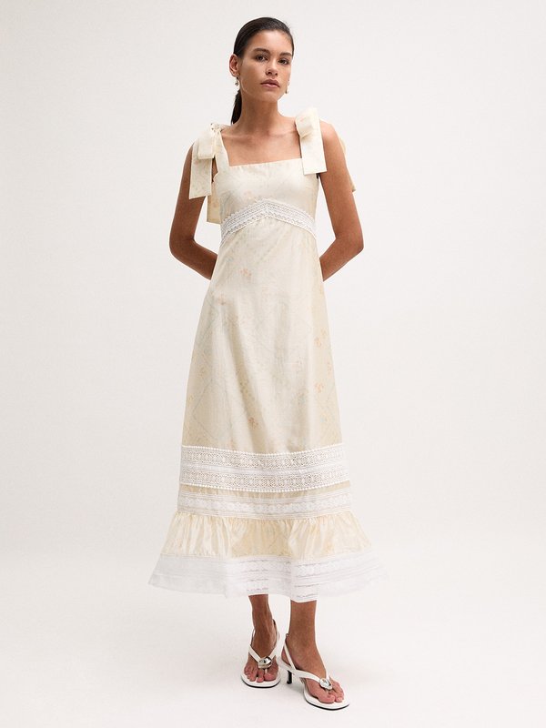 pomelo VERSE Bow-Tie Lace Dress - Print