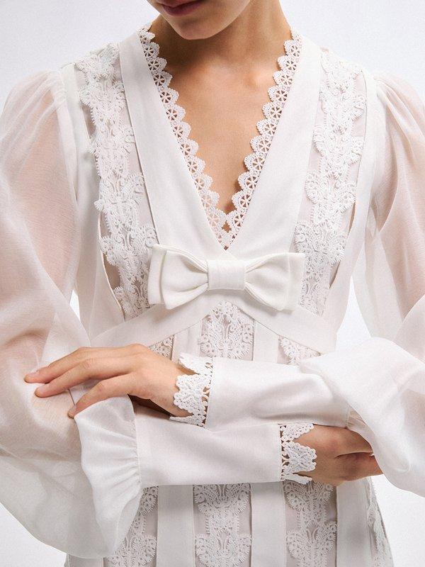 Pomelo VERSE Butterfly Lace Dress - Off-White