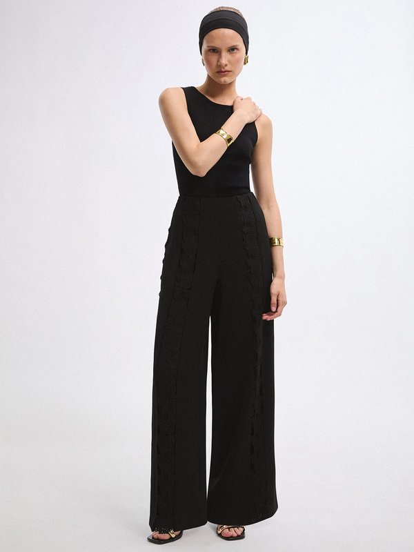 Pomelo VERSE Butterfly Lace Pants - Black