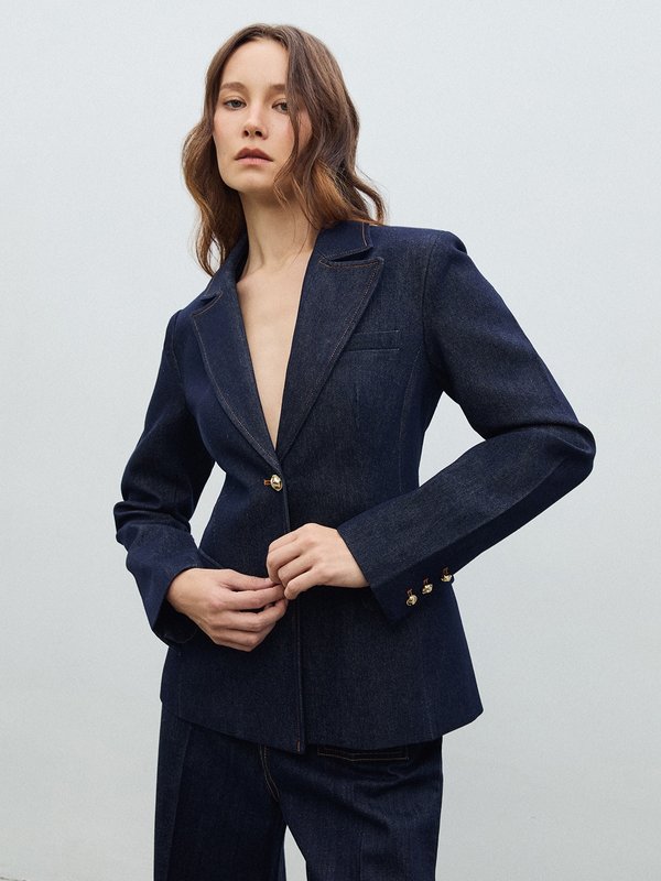 Pomelo VERSE Buttoned Blazer - Indigo