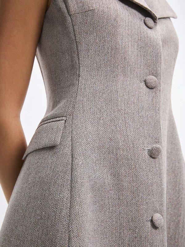 Pomelo VERSE Collared Dress - Light Grey