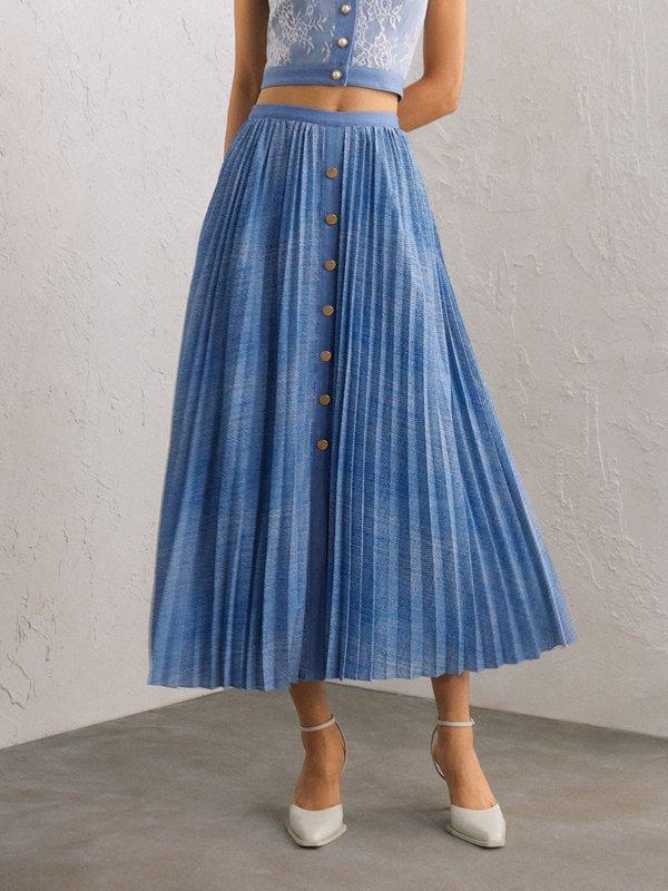 Pomelo VERSE Dorothy Pleated Maxi Skirt - Blue