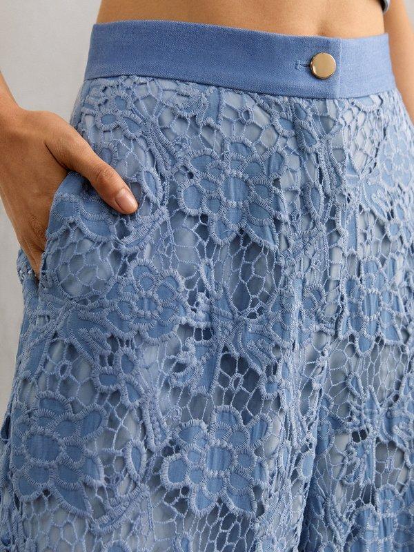 Pomelo VERSE Emma Floral Lace Pants - Blue