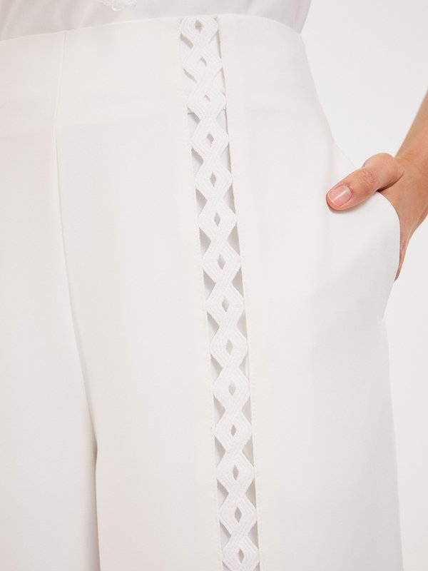 Pomelo VERSE Eyelet Wide Leg Trousers - White