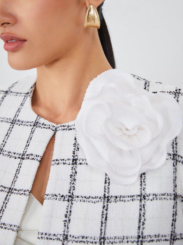Pomelo VERSE Floral Cropped Jacket - White