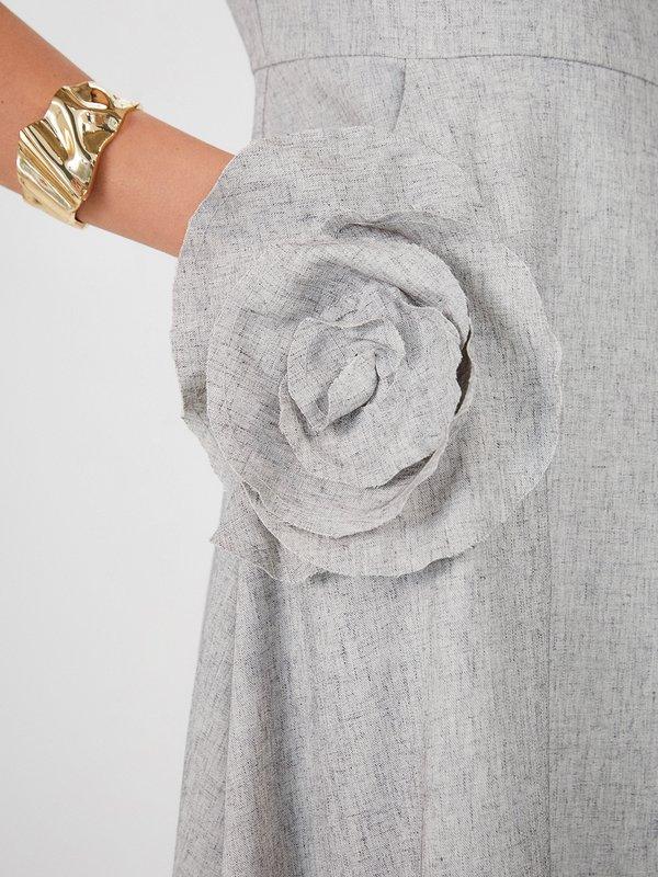 Pomelo VERSE Floral Flared Dress - Light Grey