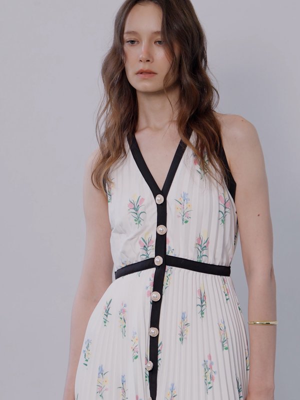 Pomelo VERSE Floral Pleated Dress - Print