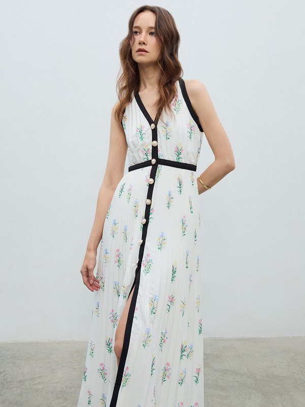 Pomelo VERSE Floral Pleated Dress - Print