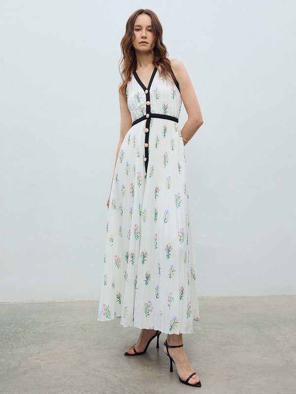 pomelo VERSE Floral Pleated Dress - Print