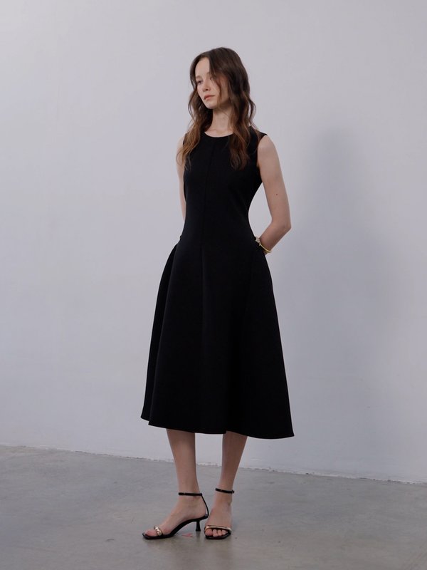 Pomelo VERSE Floral Waist Embellished Dress - Black