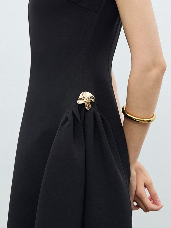 Pomelo VERSE Floral Waist Embellished Dress - Black