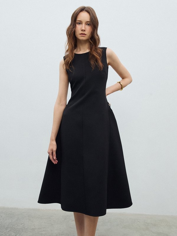 pomelo VERSE Floral Waist Embellished Dress - Black