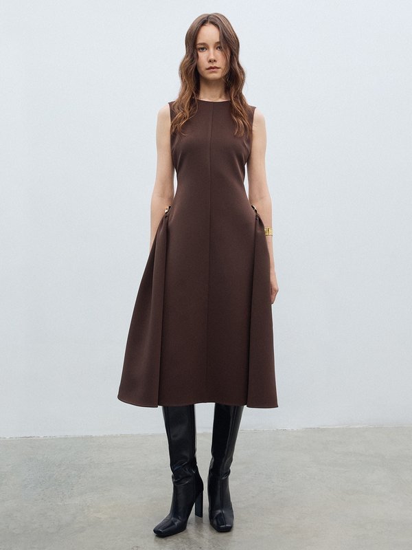 Pomelo VERSE Floral Waist Embellished Dress - Brown