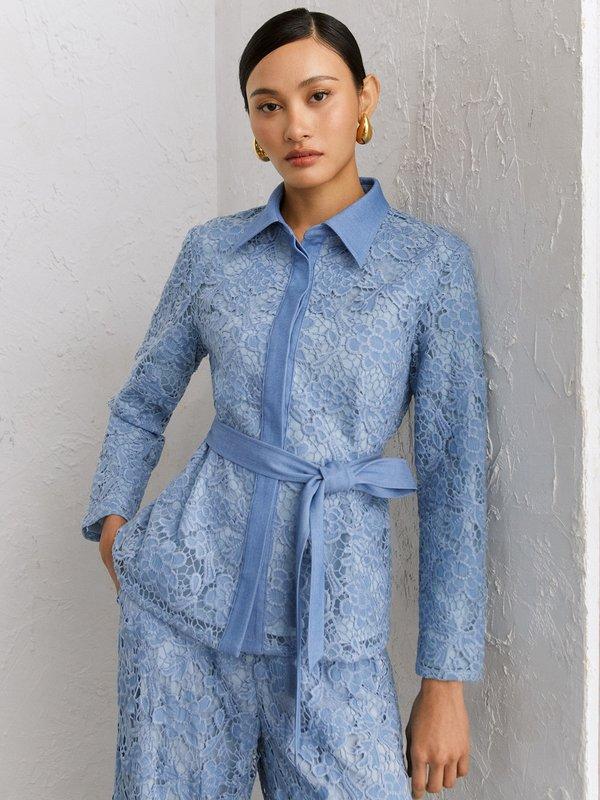 Pomelo VERSE Frances Floral Lace Jacket - Blue