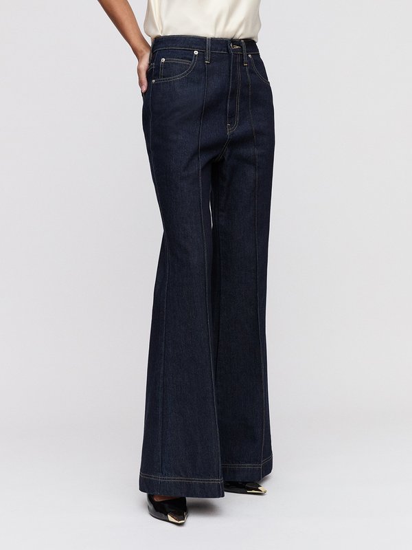 Pomelo VERSE High Waist Flared Jeans - Dark Blue