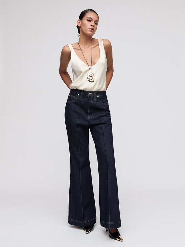 Pomelo VERSE High Waist Flared Jeans - Dark Blue