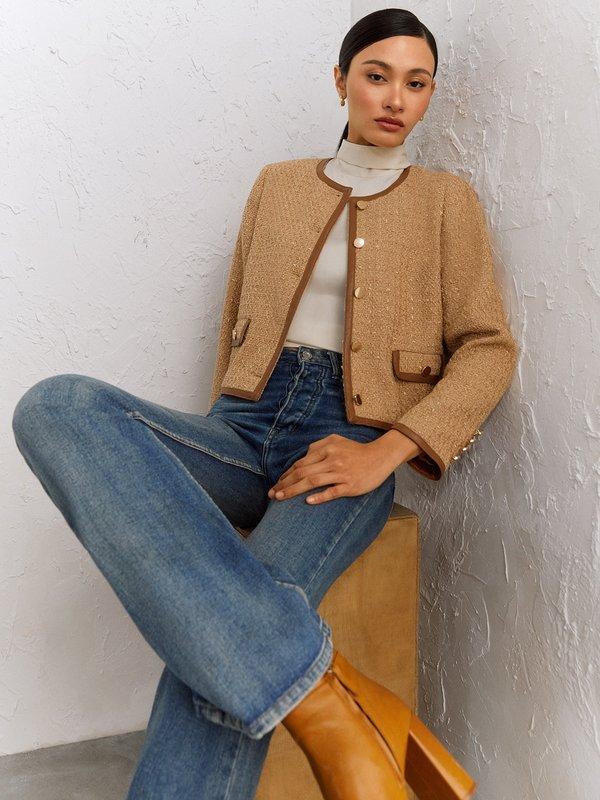 pomelo VERSE Julia Tweed Jacket - Brown