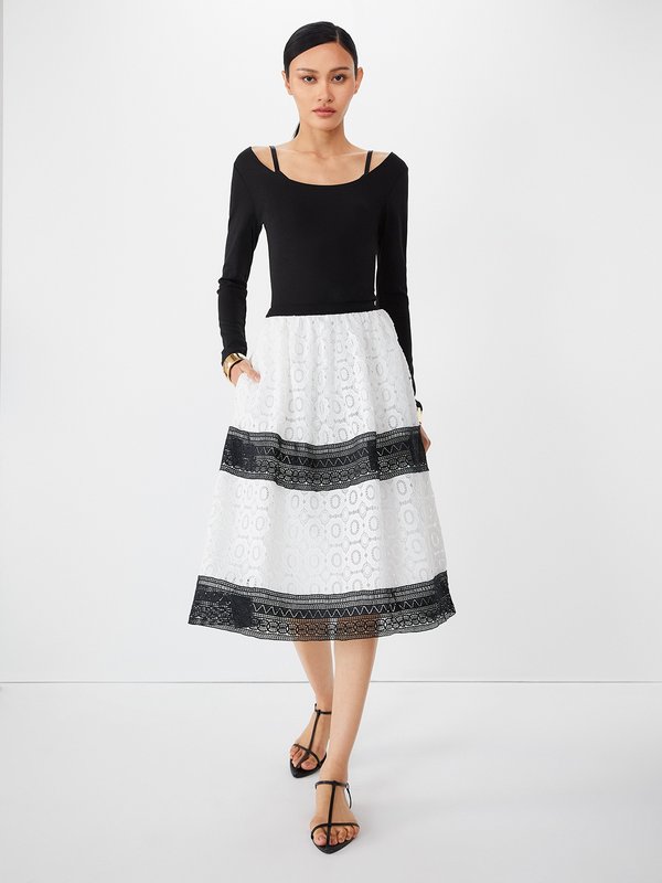 Pomelo VERSE Lace Skirt - Black/White