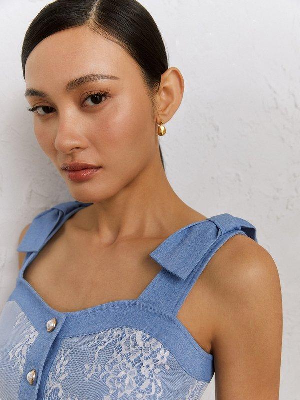 Pomelo VERSE Madeline Lace Cami Top - Blue