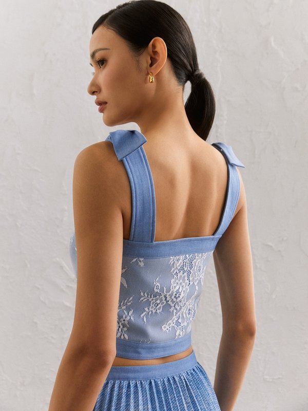 Pomelo VERSE Madeline Lace Cami Top - Blue