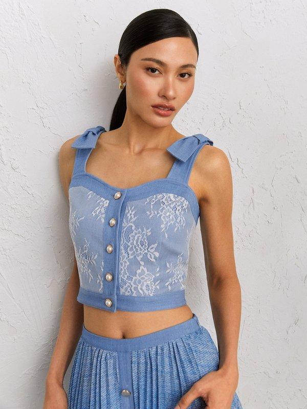 pomelo VERSE Madeline Lace Cami Top - Blue
