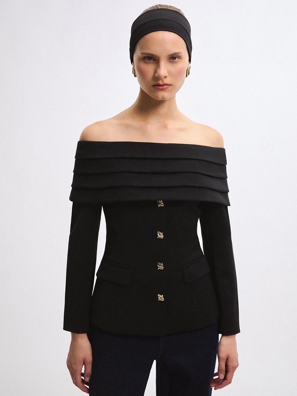 Pomelo VERSE Off-Shoulder Blouse - Black