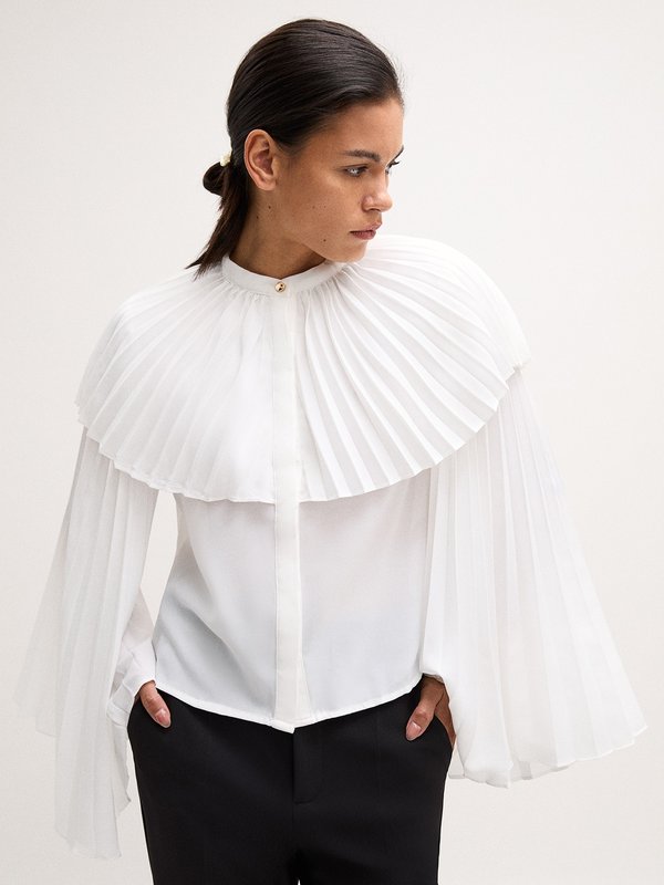Pomelo VERSE Pleated Blouse - White
