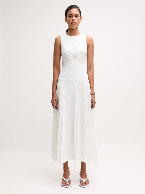 Pomelo VERSE Pleated Dress - Ivory