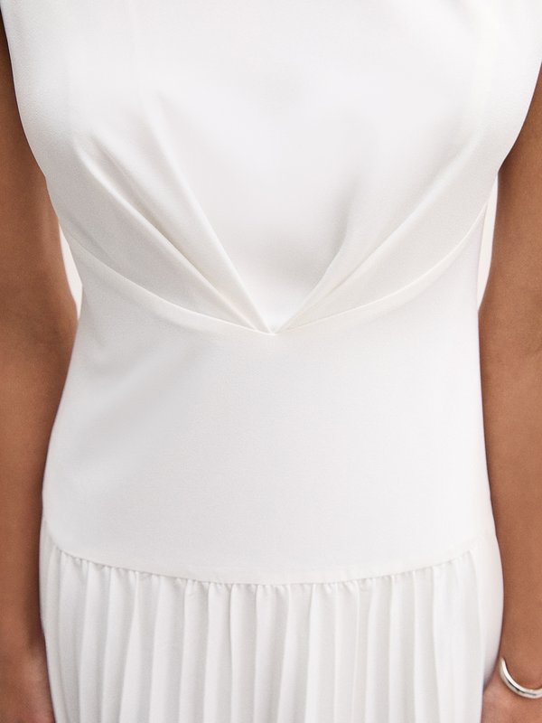 Pomelo VERSE Pleated Dress - Ivory