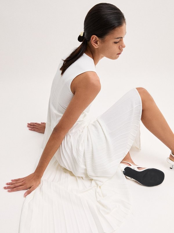 pomelo VERSE Pleated Dress - Ivory