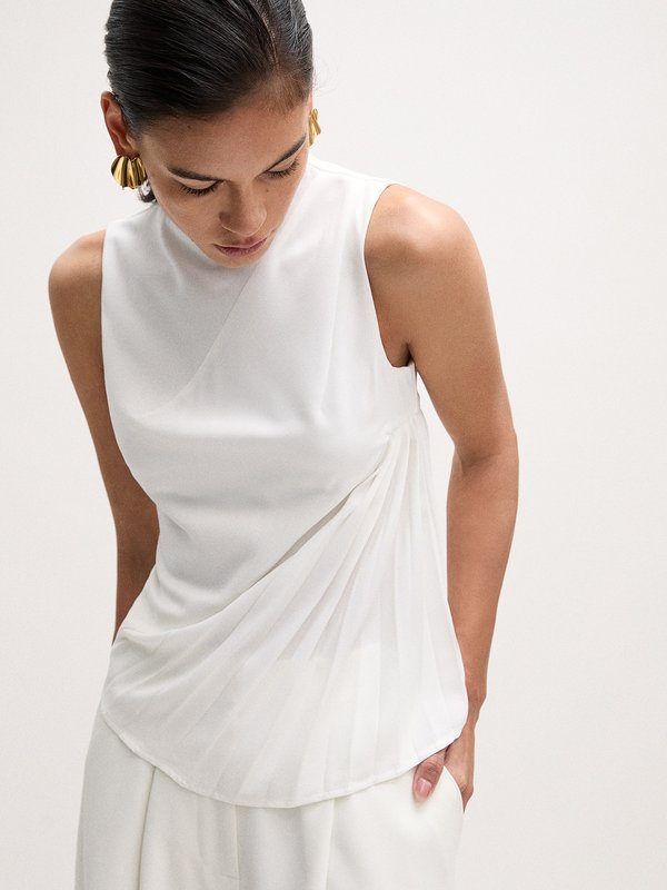 Pomelo VERSE Pleated Top - Ivory