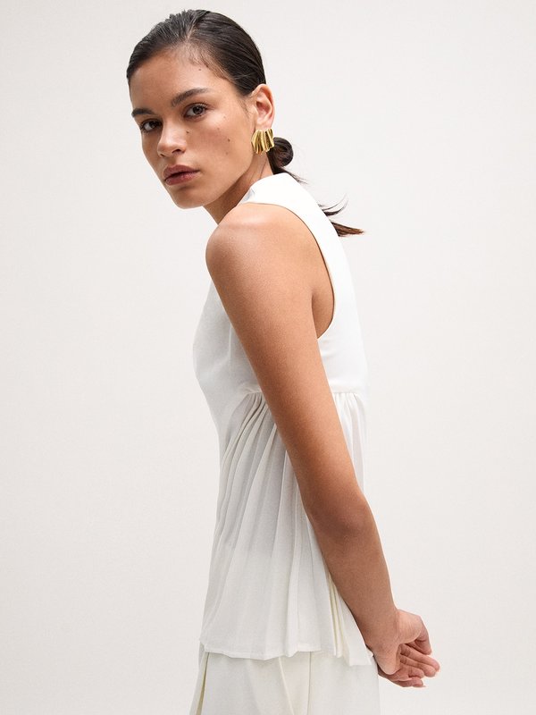pomelo VERSE Pleated Top - Ivory