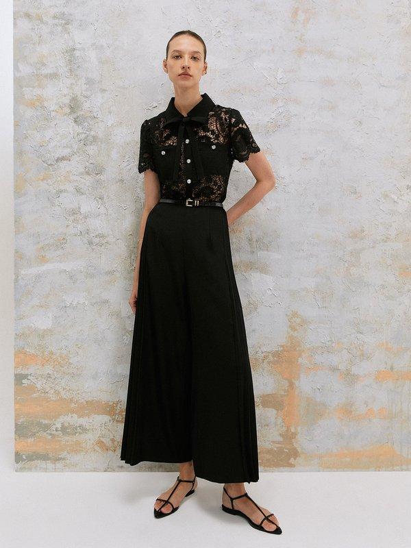 Pomelo VERSE Pleated Wide-Leg Pants - Black