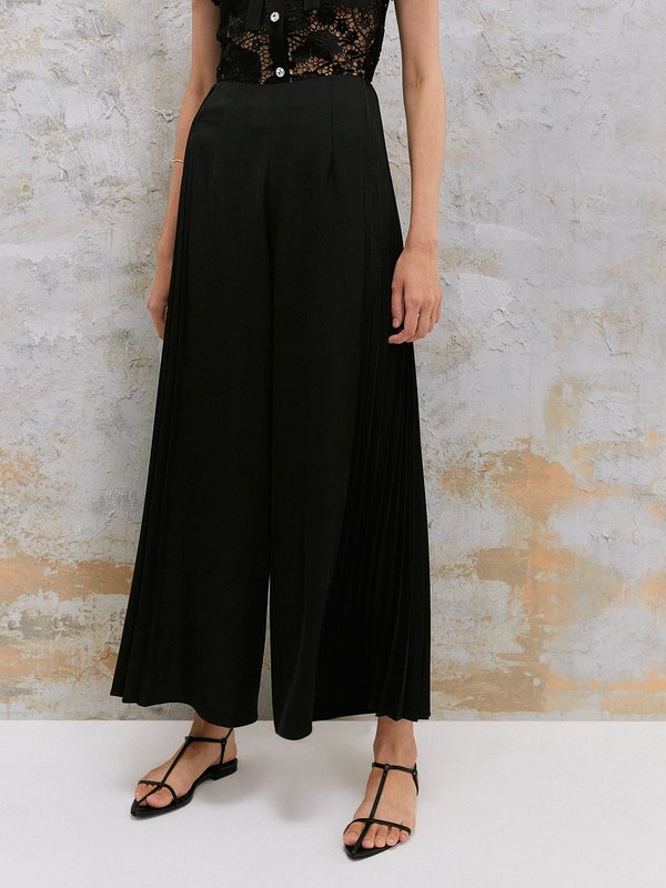 pomelo VERSE Pleated Wide-Leg Pants - Black