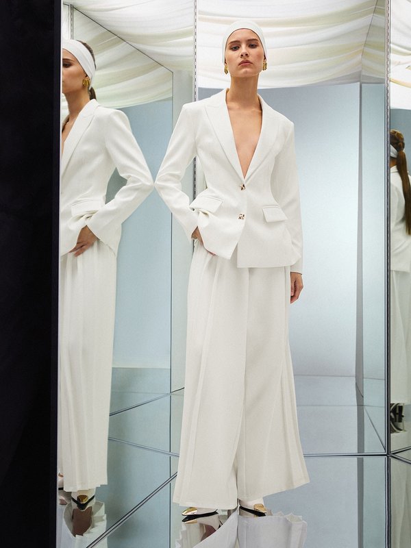 Pomelo VERSE Pleated Wide Leg Trousers - White