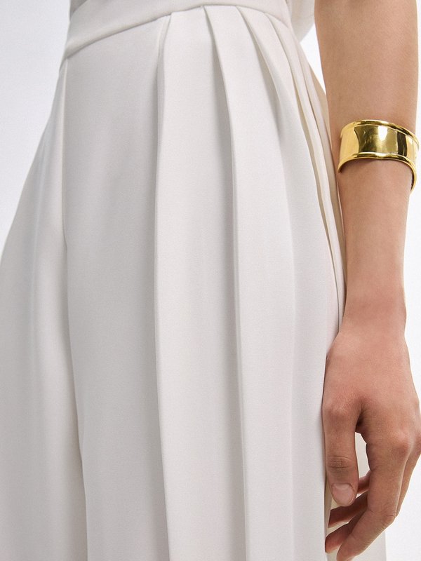 Pomelo VERSE Pleated Wide Leg Trousers - White