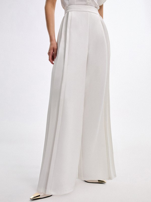 pomelo VERSE Pleated Wide Leg Trousers - White