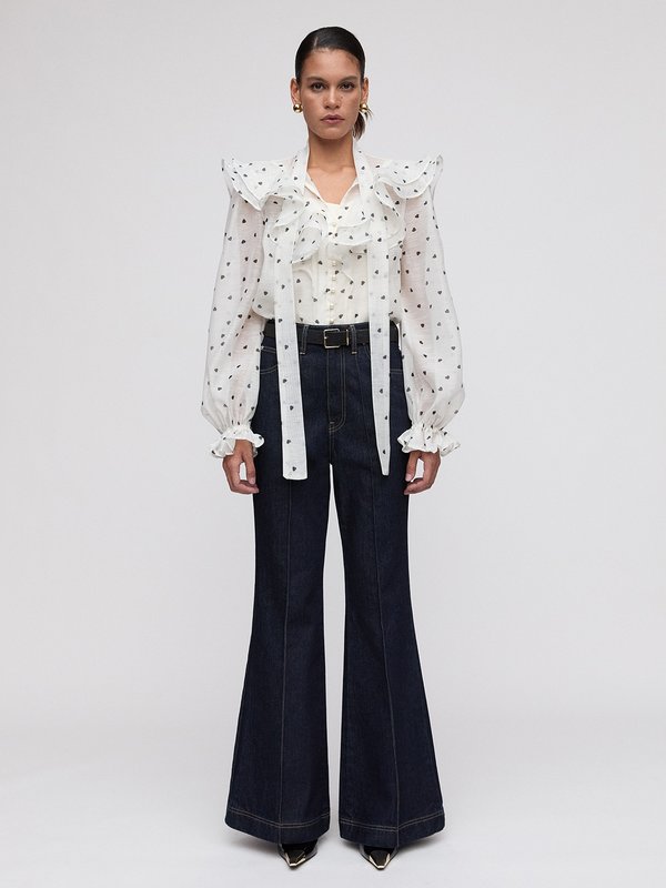 Pomelo VERSE Ruffled Polka Dot Blouse - Print