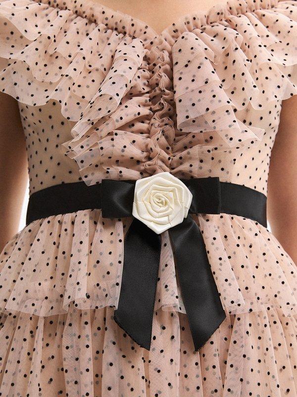 Pomelo VERSE Ruffled Polka Dot Dress - Light Pink