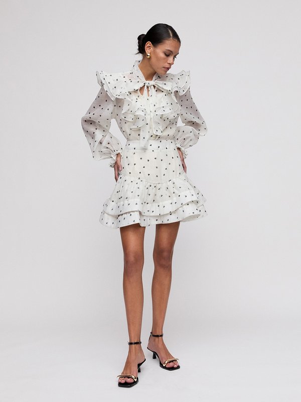 Pomelo VERSE Ruffled Polka Dot Skirt - Print