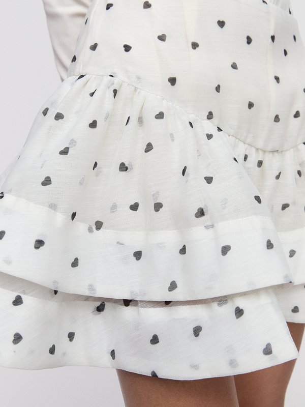 Pomelo VERSE Ruffled Polka Dot Skirt - Print
