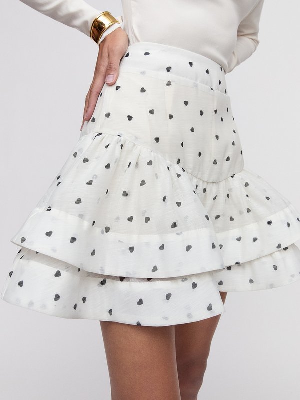 pomelo VERSE Ruffled Polka Dot Skirt - Print