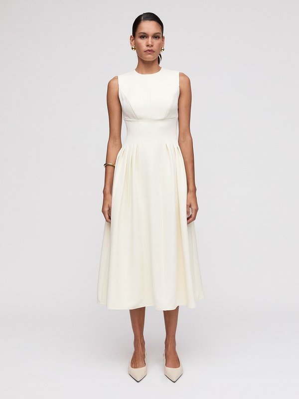 Pomelo VERSE Sleeveless Midi Dress - Ivory