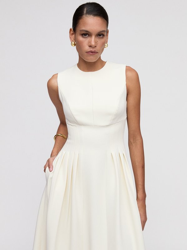 Pomelo VERSE Sleeveless Midi Dress - Ivory