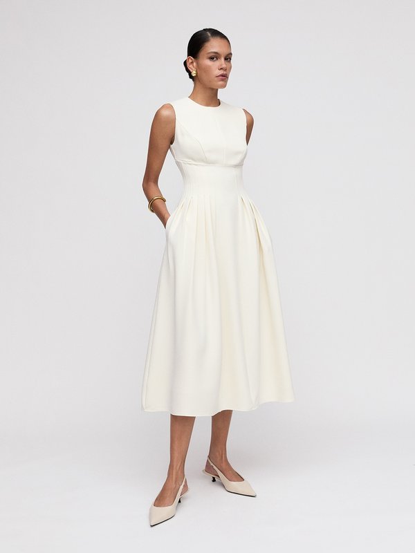 pomelo VERSE Sleeveless Midi Dress - Ivory