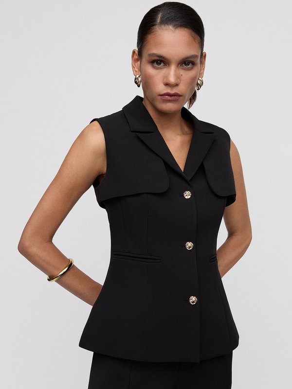 Pomelo VERSE Structured Peplum Vest - Black
